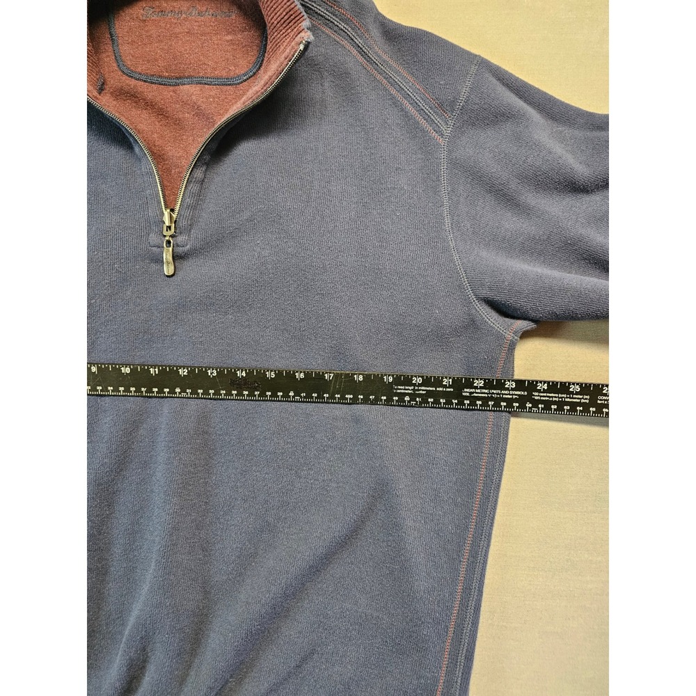Tommy Bahama Mens Quarter Zip Pullover Navy Blue Contrast Stitch Mock Neck XL - Picture 4 of 6